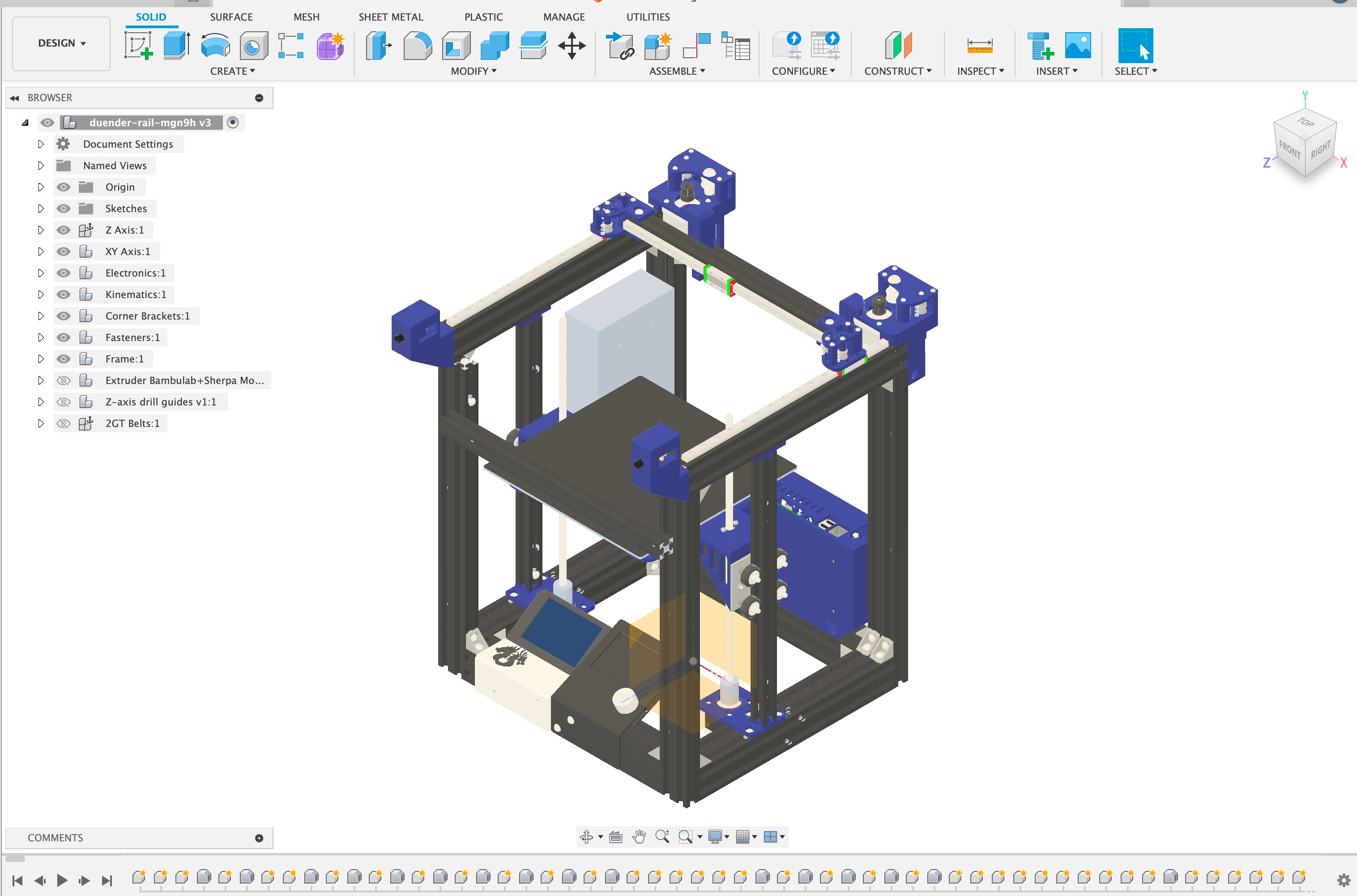 Screenshot of the 3D model of the Duender 3D printer