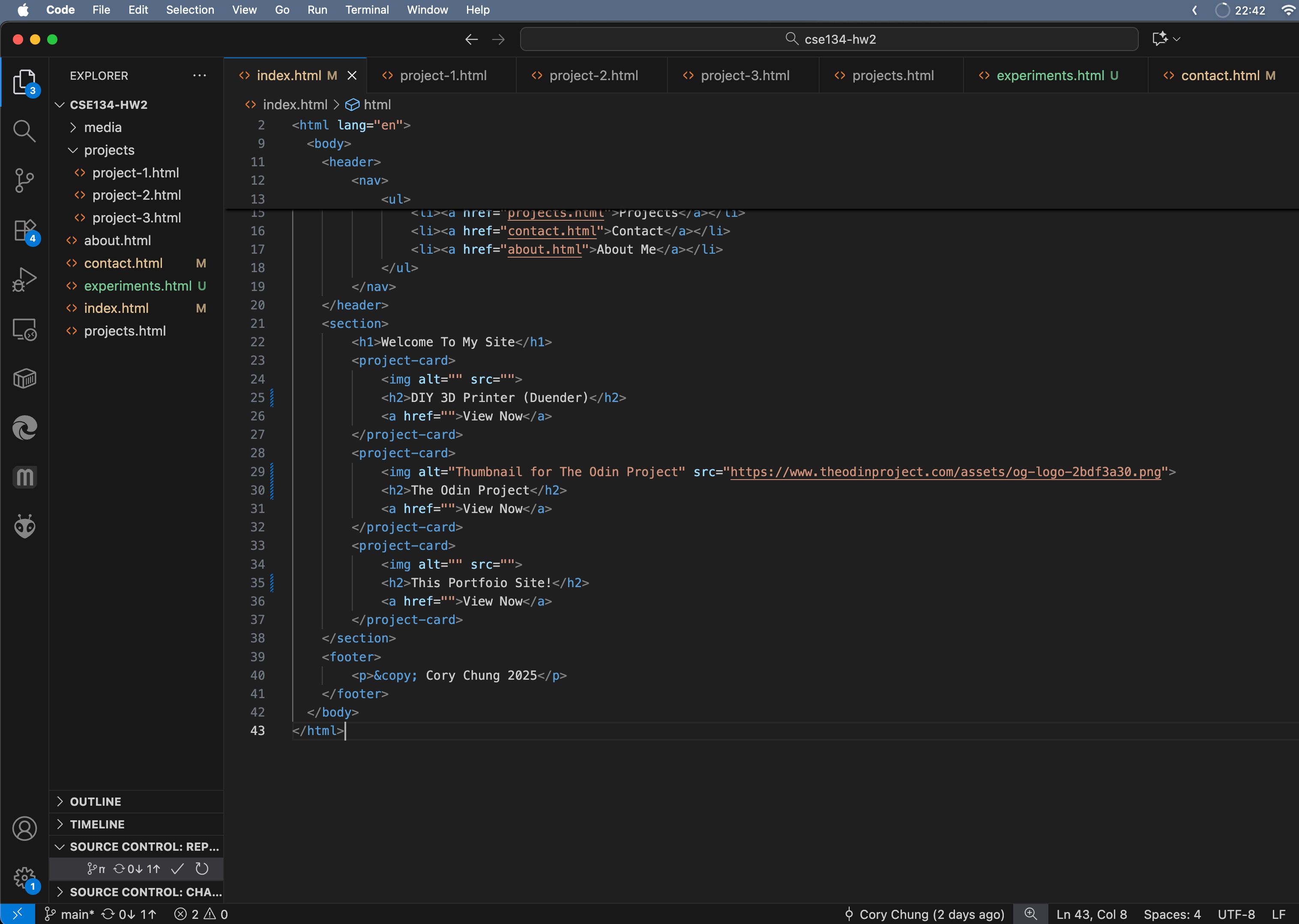 Picture of the code behind this portfolio site